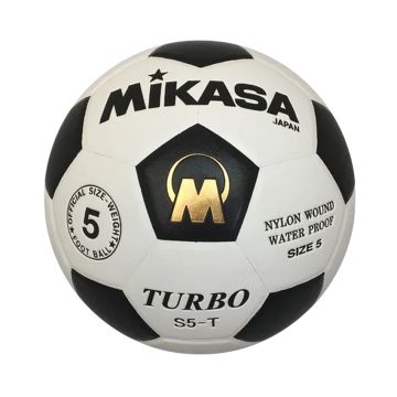 Mikasa S5 Turbo Hard Ground Football - Size 5-White/Black
