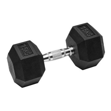 Mitzuma 15kg rubber hex dumbbell sold individually
