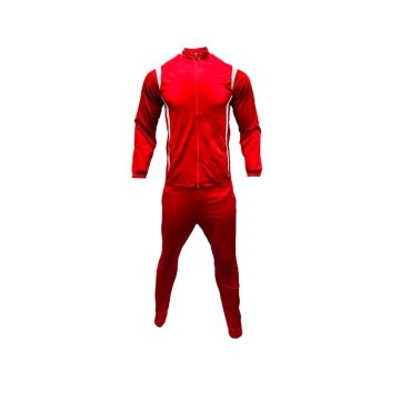 Madrid Tricot Embossed Front Tracksuit - Red/White