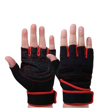 Weight Lifting Padded Gym Gloves - Black/Red