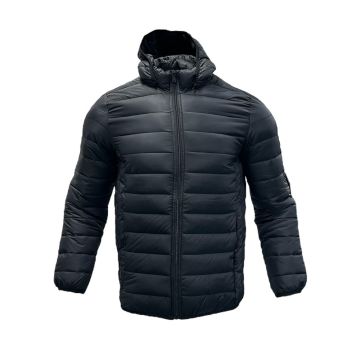 Padded Unisex Jacket with Detachable Hood - Black