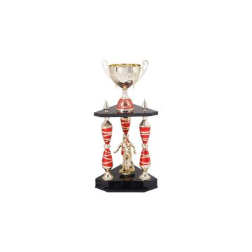 Triple Pillar Red Football Trophy – 3 Pillar, 1 Level